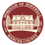 Seal of the Borough of Hopewell, Mercer County, featuring a historic building illustration.
