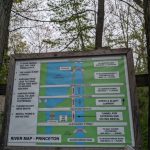 River map of Princeton showing trails, routes, and features in a wooded outdoor setting.