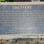 Bronze memorial plaque commemorating 9/11, dedicated on the 10th anniversary.