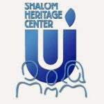 Shalom Heritage Center logo featuring a stylized blue 'U' and text.