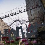 Trenton Makes Social bar and restaurant exterior with a whimsical, dark silhouette facade.